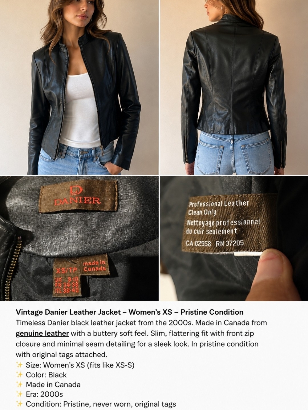 VINTAGE 2000'S Danier Women's Black Leather Jacket